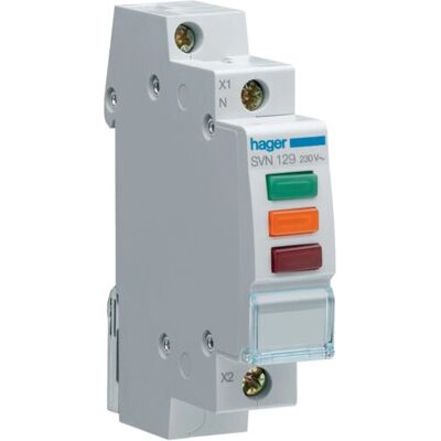 Hager SVN129 Elektrisk skabsartikel - Signallampe, tredobbelt LED, 230V Hager SVN129 Elektrisk skabsartikel - Signallampe, tredobbelt LED, 230V