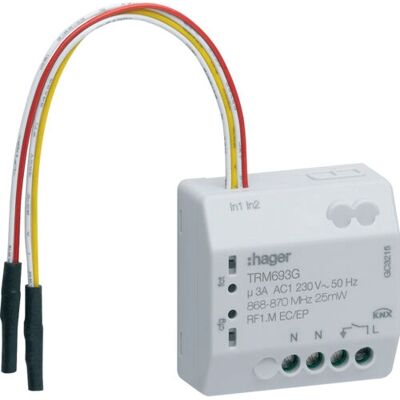 Hager TRM693G Interrupteur KNX sans fil - 1 Entrée binaire, 230V - Publicité Hager TRM693G Interrupteur KNX sans fil - 1 Entrée binaire, 230V - Publicité