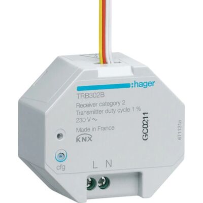 Hager TRB302B - Prise KNX sans fil 2 canaux 230V - Publicité Hager TRB302B - Prise KNX sans fil 2 canaux 230V - Publicité
