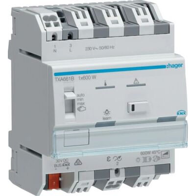 Hager TXA661B Smarter Dimmer - KNX 600W - 1 Kanal Hager TXA661B Smarter Dimmer - KNX 600W - 1 Kanal