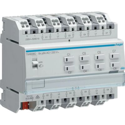 Hager TXA628C Grau 8-fach KNX Jalousie - Steckdose Hager TXA628C Grau 8-fach KNX Jalousie - Steckdose