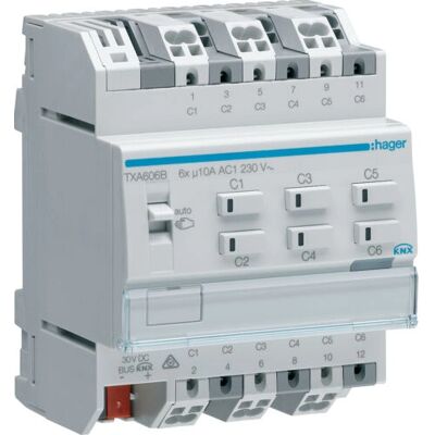 Hager TXA606B Grauer Steckdose - KNX Schalt/ Jalousieaktor Hager TXA606B Grauer Steckdose - KNX Schalt/ Jalousieaktor
