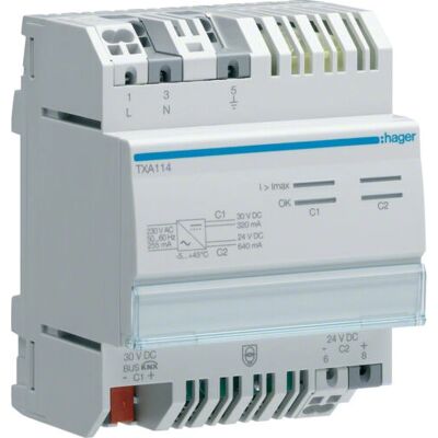 Hager TXA114 KNX Netzteil - 1 Drossel, 24V DC Ausgang Hager TXA114 KNX Netzteil - 1 Drossel, 24V DC Ausgang
