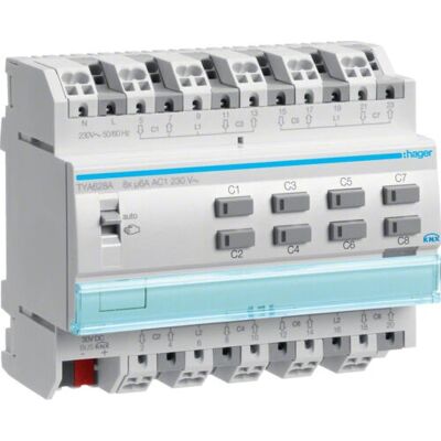 Hager TYA628A - 8-kanaals KNX rolluikcontroller - Elektrische schakelaar/stopcontact Hager TYA628A - 8-kanaals KNX rolluikcontroller - Elektrische schakelaar/stopcontact