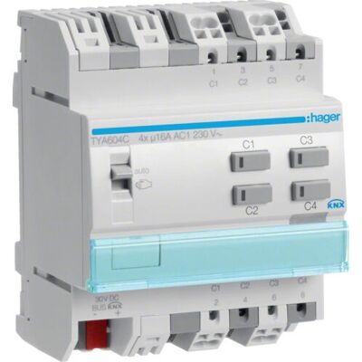 Hager TYA604C 4-fach KNX Schalt-/Jalousieausgang - Elektro-Schalter/Antrieb Hager TYA604C 4-fach KNX Schalt-/Jalousieausgang - Elektro-Schalter/Antrieb