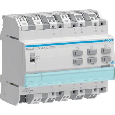 Hager TYA606E Grau 6-fach KNX Schaltaktor - Steckdose Hager TYA606E Grau 6-fach KNX Schaltaktor - Steckdose