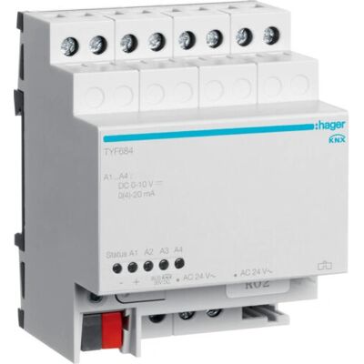 Hager TYF684 Salida analógica de 4 canales - KNX Hager TYF684 Salida analógica de 4 canales - KNX