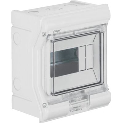 Hager VE106PN Elektronikgehäuse - IP65, UV-stabil, 6 Fächer Hager VE106PN Elektronikgehäuse - IP65, UV-stabil, 6 Fächer