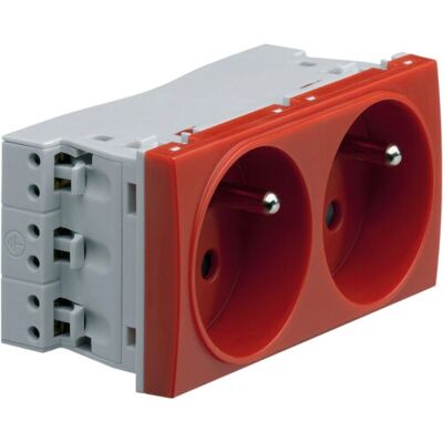 Hager WS132 Socket Outlet - 2 Modules - Red Hager WS132 Socket Outlet - 2 Modules - Red