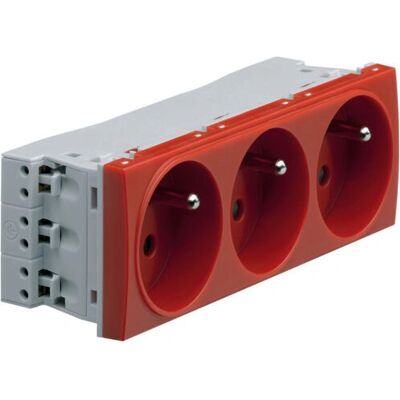 Hager WS133 Prise Rouge - 16A Design triple goulotte - Publicité Hager WS133 Prise Rouge - 16A Design triple goulotte - Publicité