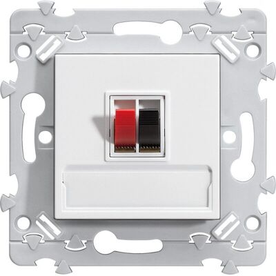 Hager - Essensya - Prise haut parleur - Blanc - Prise électrique - Publicité Hager - Essensya - Prise haut parleur - Blanc - Prise électrique - Publicité