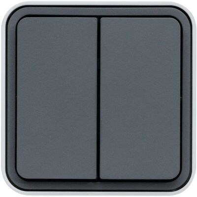 Hager - Bouton-poussoir étanche - Gris - Monobloc - Publicité Hager - Bouton-poussoir étanche - Gris - Monobloc - Publicité
