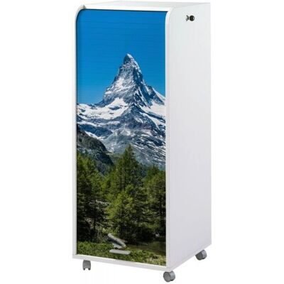 GAETAN Armoire à roulettes scène de montagne blanche - Publicité GAETAN Armoire à roulettes scène de montagne blanche - Publicité