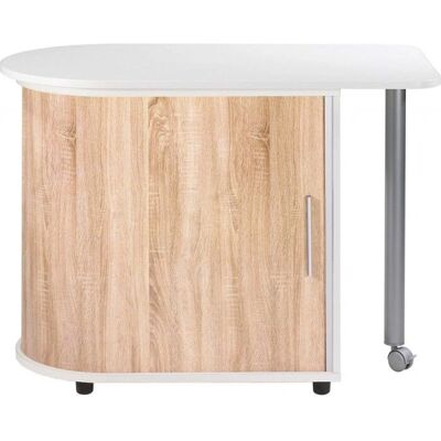 Bureau pivotant blanc et chêne FUN avec rangement - Publicité Bureau pivotant blanc et chêne FUN avec rangement - Publicité