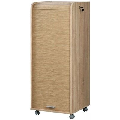 GAETAN Armoire mobile en chêne avec rideau - Meuble de rangement - Publicité GAETAN Armoire mobile en chêne avec rideau - Meuble de rangement - Publicité
