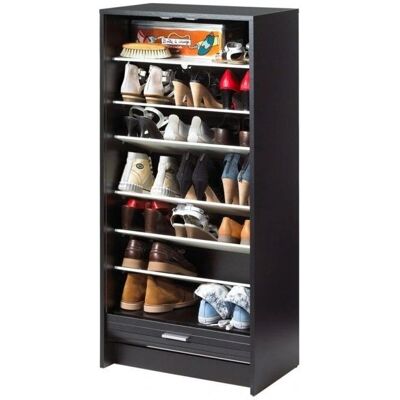 Simmob Meuble à Chaussures Noir - 7 Tablettes - Publicité Simmob Meuble à Chaussures Noir - 7 Tablettes - Publicité