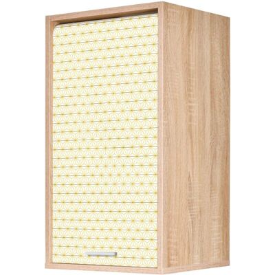 COOK Armoire Murale en Chêne Jaune - Étagères Réglables & Rideau Coulissant - Publicité COOK Armoire Murale en Chêne Jaune - Étagères Réglables & Rideau Coulissant - Publicité
