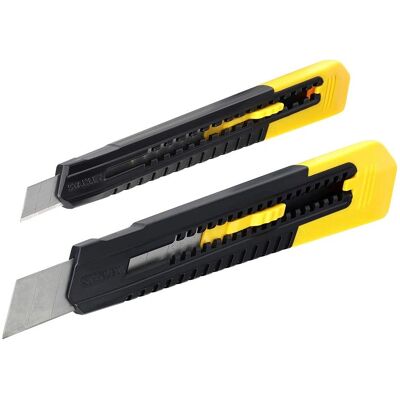 Pack combiné Stanley - 2 cutters 9 & 18mm - Set de couteaux utilitaires - Publicité Pack combiné Stanley - 2 cutters 9 & 18mm - Set de couteaux utilitaires - Publicité