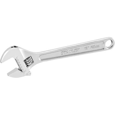 Stanley Adjustable Wrench - 250mm, 15° Jaw, Metric & Imperial Scales Stanley Adjustable Wrench - 250mm, 15° Jaw, Metric & Imperial Scales