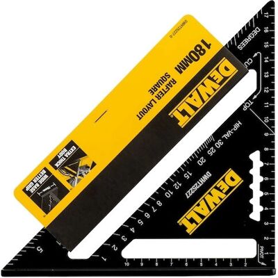 DeWALT DWHT25227-0 Aluminium Speed Square - 18cm, Zwart, Geel - Liniaal & Winkel DeWALT DWHT25227-0 Aluminium Speed Square - 18cm, Zwart, Geel - Liniaal & Winkel