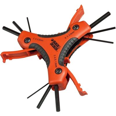 Black+Decker Kompakter Sechskantschlüssel-Set mit Dreiecksgriff - 9mm Black+Decker Kompakter Sechskantschlüssel-Set mit Dreiecksgriff - 9mm