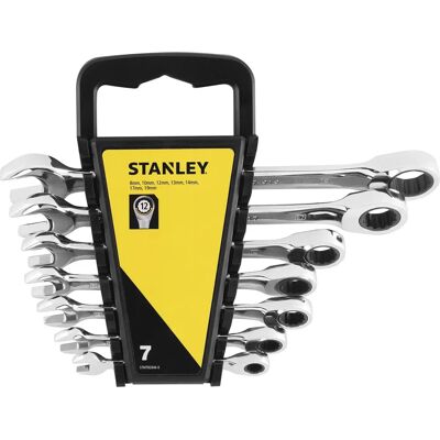 Zestaw kluczy z grzechotką Stanley - 7 elementów - Trwały i ergonomiczny Zestaw kluczy z grzechotką Stanley - 7 elementów - Trwały i ergonomiczny