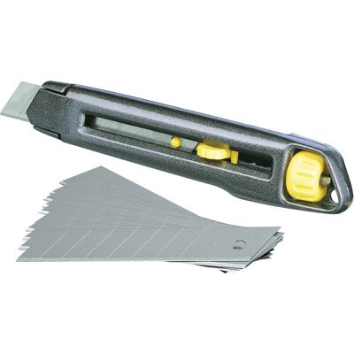 Stanley 1-10-018 Utility Mes - Snijmes, 18mm, Grijs, Geel Stanley 1-10-018 Utility Mes - Snijmes, 18mm, Grijs, Geel