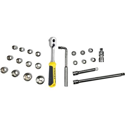 Juego de 23 piezas de llaves de vaso métricas Stanley - ½", Ratchet Juego de 23 piezas de llaves de vaso métricas Stanley - ½", Ratchet