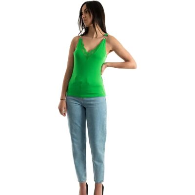Morgan Modell 231-DASKI - V-Ausschnitt Dentelle - Grün Tank Top Morgan Modell 231-DASKI - V-Ausschnitt Dentelle - Grün Tank Top
