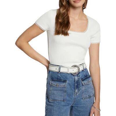 Morgan Weiß Baumwolle Elastan T-Shirt - T-Shirt Morgan Weiß Baumwolle Elastan T-Shirt - T-Shirt