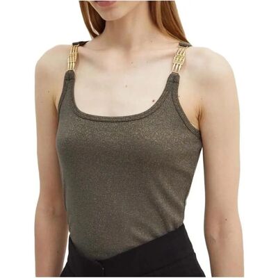 Morgan Dido1 Kaki Runder Ausschnitt Baumwollmischung Top - Tank Top Morgan Dido1 Kaki Runder Ausschnitt Baumwollmischung Top - Tank Top