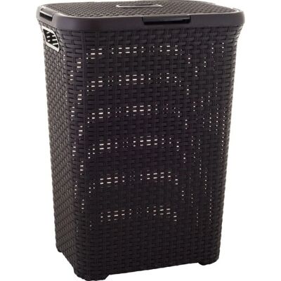 Curver Brown 60L Laundry Basket - Square Rattan Curver Brown 60L Laundry Basket - Square Rattan