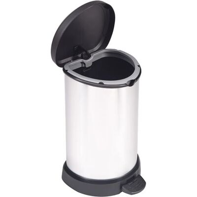 Curver 20L Plastic Black Silver Space-saving Pedal Bin Curver 20L Plastic Black Silver Space-saving Pedal Bin