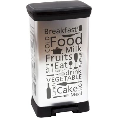Cubo de reciclaje Curver 50L efecto metálico - Cubo de basura Cubo de reciclaje Curver 50L efecto metálico - Cubo de basura