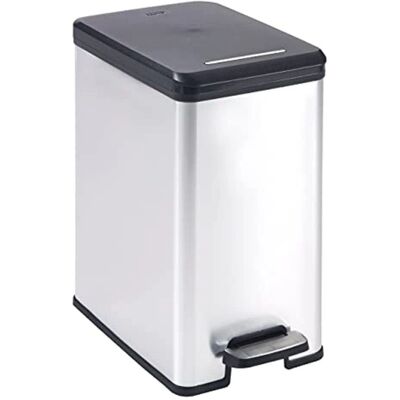 Curver Deco-Slim 25L Waste Bin - Black/Silver Metallic Curver Deco-Slim 25L Waste Bin - Black/Silver Metallic