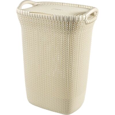 Curver Knit Laundry Basket - 57L Beige - Rectangular Plastic Storage Curver Knit Laundry Basket - 57L Beige - Rectangular Plastic Storage