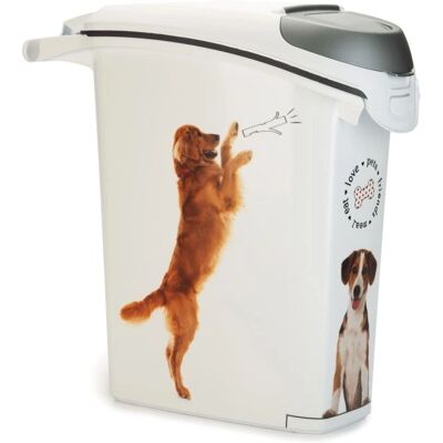 Contenant à nourriture pour animaux Curver - 23L - Blanc avec motif de chien - Publicité Contenant à nourriture pour animaux Curver - 23L - Blanc avec motif de chien - Publicité