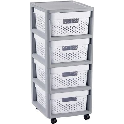Carrito de almacenamiento blanco Curver con 4 cajones - Ligero y elegante Carrito de almacenamiento blanco Curver con 4 cajones - Ligero y elegante