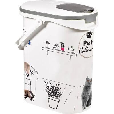 Conteneur de nourriture sèche Curver - 10L Blanc avec motif de chat - Publicité Conteneur de nourriture sèche Curver - 10L Blanc avec motif de chat - Publicité