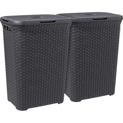 Curver Wasmanden Set - 60L Antraciet Curver Wasmanden Set - 60L Antraciet