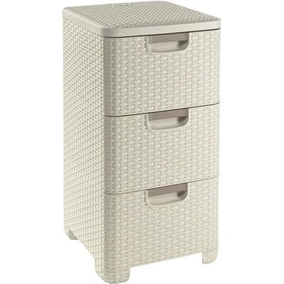 Estantería Curver con 3 Cajones - Crema - Armario de Almacenamiento 3x14L Estantería Curver con 3 Cajones - Crema - Armario de Almacenamiento 3x14L