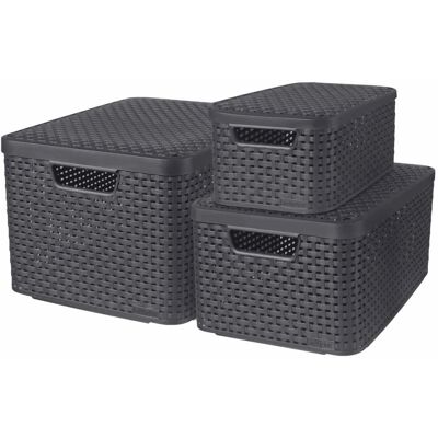 Curver Style Aufbewahrungsboxen Set - 3 Größen Anthrazit Curver Style Aufbewahrungsboxen Set - 3 Größen Anthrazit