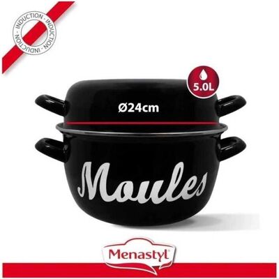 MENASTYL Marmite à Moules 24cm - Casserole et Service - Publicité MENASTYL Marmite à Moules 24cm - Casserole et Service - Publicité