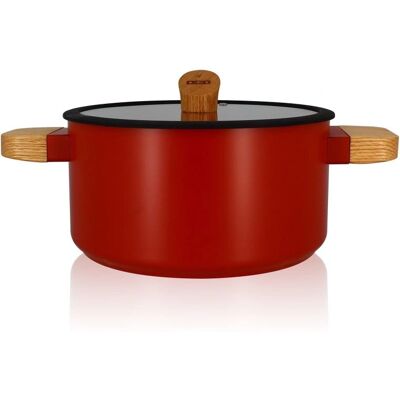 Ogo Ector Faitout en aluminium antiadhésif 24cm - Rouge - Publicité Ogo Ector Faitout en aluminium antiadhésif 24cm - Rouge - Publicité