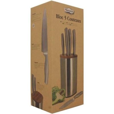 Menastyl Bloc A Couteaux 5 Pièces - Ensemble de Couteaux de Cuisine - Publicité Menastyl Bloc A Couteaux 5 Pièces - Ensemble de Couteaux de Cuisine - Publicité