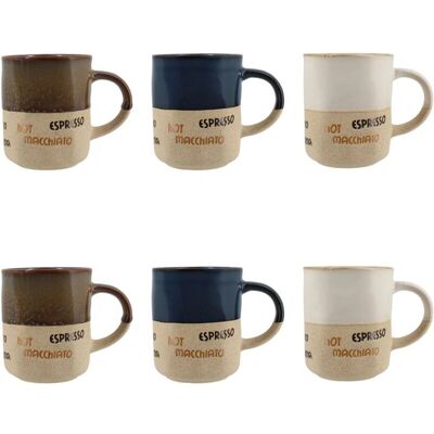 Novastyl - Lot6 Mugs Macchiato 34cl - Céramique - 3 Couleurs - Publicité Novastyl - Lot6 Mugs Macchiato 34cl - Céramique - 3 Couleurs - Publicité