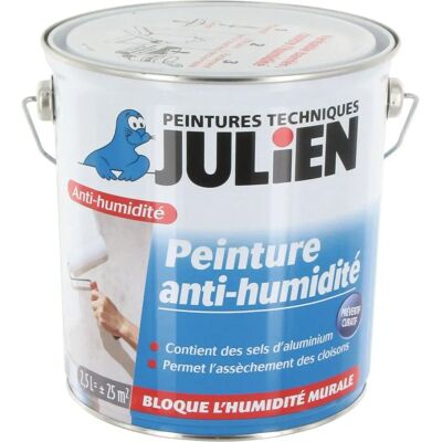 JULIEN Hydropro 2,5L Pintura antihumedad blanca satinado - Paredes interiores JULIEN Hydropro 2,5L Pintura antihumedad blanca satinado - Paredes interiores