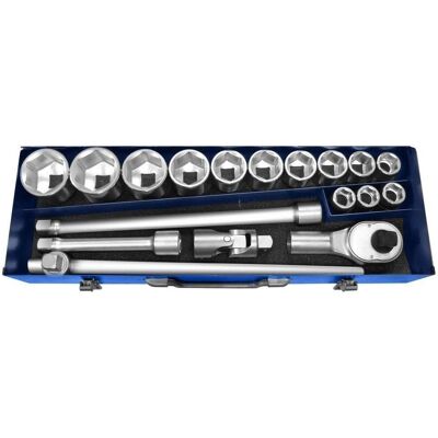 Juego de llaves de vaso Tona Expert - 18 piezas 3/4" métricas Juego de llaves de vaso Tona Expert - 18 piezas 3/4" métricas