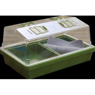 Mini serre Heating Grow - Mini serre pour semis, polypropylène, couvercle en verre, 2 bacs, 12W - Publicité Mini serre Heating Grow - Mini serre pour semis, polypropylène, couvercle en verre, 2 bacs, 12W - Publicité