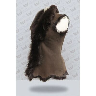Infinity Leather Dames Kort Gilet van Toscana Schapenvacht - Bruin - Maat 10 UK Infinity Leather Dames Kort Gilet van Toscana Schapenvacht - Bruin - Maat 10 UK